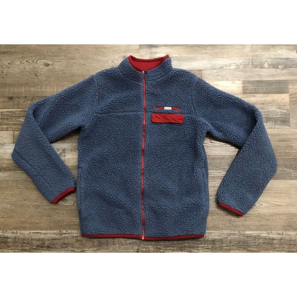Columbia Womens XL Blue & Red Full Zip Chunky Fleece Jacket